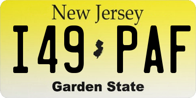 NJ license plate I49PAF