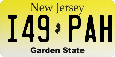 NJ license plate I49PAH