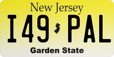 NJ license plate I49PAL