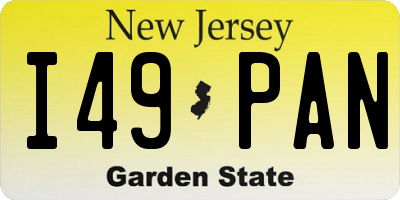 NJ license plate I49PAN