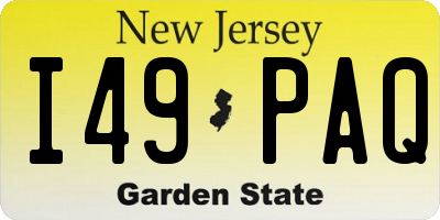 NJ license plate I49PAQ