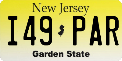 NJ license plate I49PAR