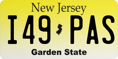 NJ license plate I49PAS