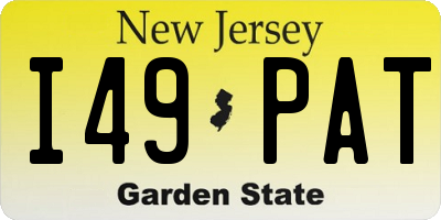 NJ license plate I49PAT