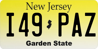 NJ license plate I49PAZ