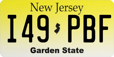 NJ license plate I49PBF