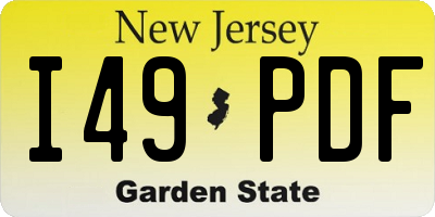 NJ license plate I49PDF