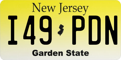 NJ license plate I49PDN