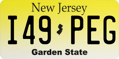 NJ license plate I49PEG