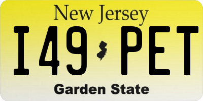 NJ license plate I49PET