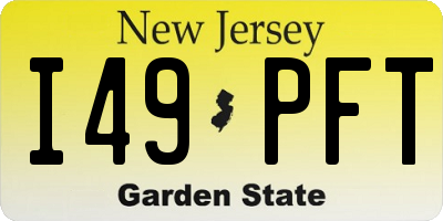 NJ license plate I49PFT