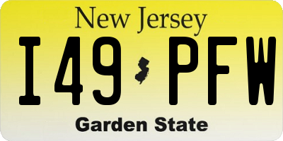 NJ license plate I49PFW