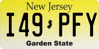 NJ license plate I49PFY