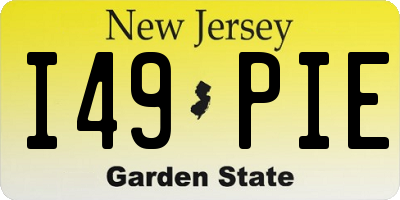NJ license plate I49PIE