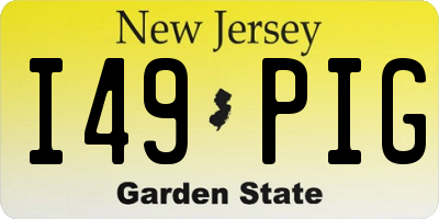 NJ license plate I49PIG