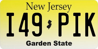 NJ license plate I49PIK