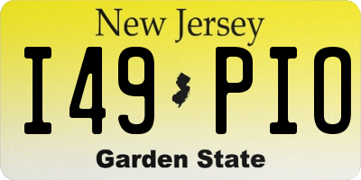 NJ license plate I49PIO