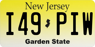 NJ license plate I49PIW