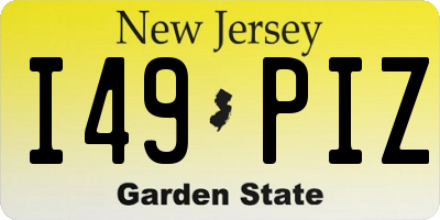 NJ license plate I49PIZ