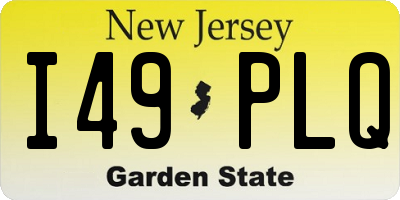 NJ license plate I49PLQ