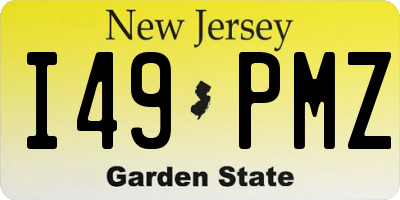 NJ license plate I49PMZ