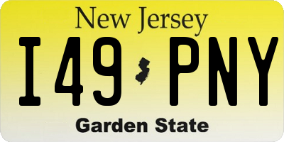 NJ license plate I49PNY
