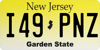 NJ license plate I49PNZ