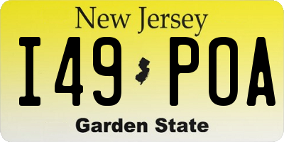 NJ license plate I49POA