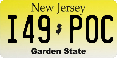 NJ license plate I49POC