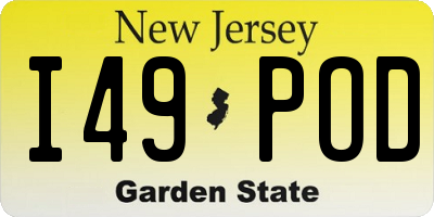 NJ license plate I49POD
