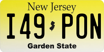 NJ license plate I49PON