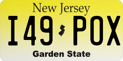 NJ license plate I49POX