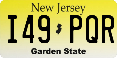 NJ license plate I49PQR