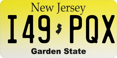 NJ license plate I49PQX