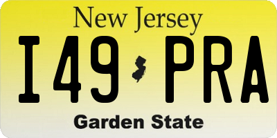 NJ license plate I49PRA