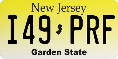 NJ license plate I49PRF
