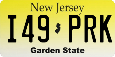 NJ license plate I49PRK