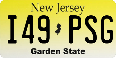NJ license plate I49PSG