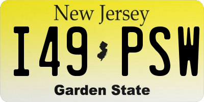 NJ license plate I49PSW