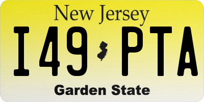 NJ license plate I49PTA