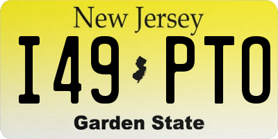 NJ license plate I49PTO