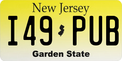 NJ license plate I49PUB