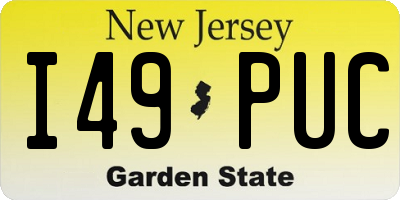 NJ license plate I49PUC