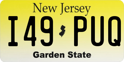 NJ license plate I49PUQ