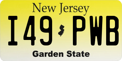 NJ license plate I49PWB