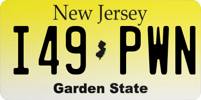NJ license plate I49PWN