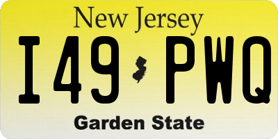 NJ license plate I49PWQ