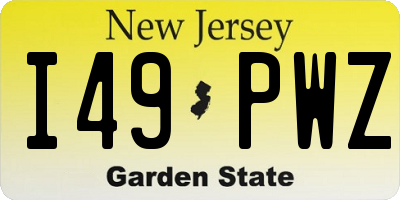NJ license plate I49PWZ