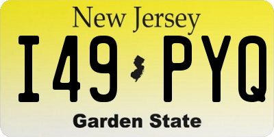 NJ license plate I49PYQ