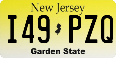 NJ license plate I49PZQ